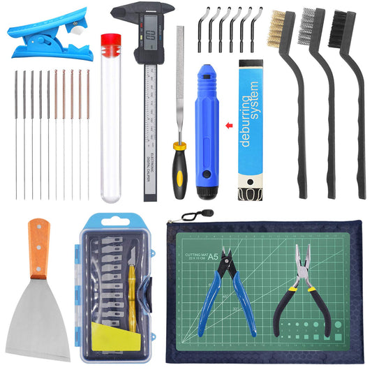 HAWKUNG 42 Stück 3D Drucker Tool kit, Debur Tool, Digitaler Messschieber, Schneidematte und Andere Werkzeuge mit Aufbewahrungstasche zum Entfernen, Reinigen, Fertigstellen von 3D Druckmodellen