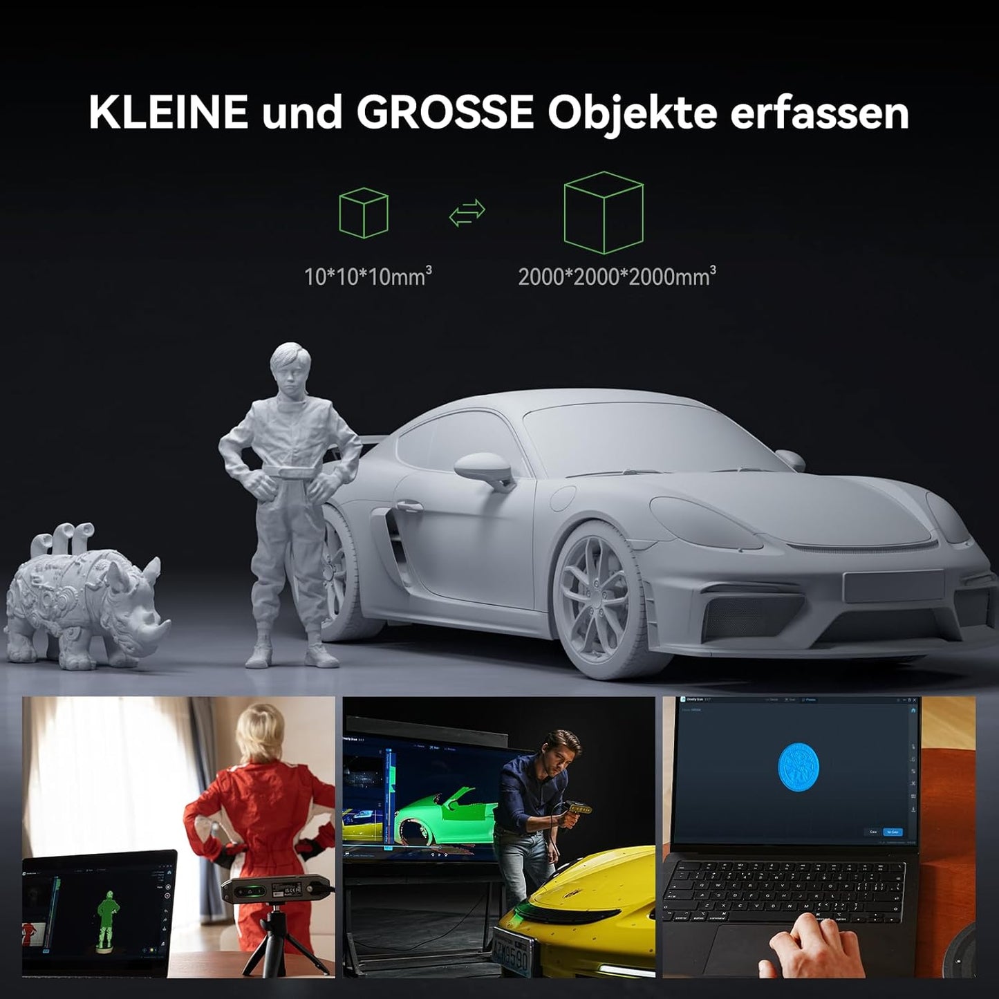 Creality 3D Scanner CR-Scan Otter für 3D-Druck, 20fps mit Vier Linsen Stereo Vision für 10-2000 mm Scanbereich, Anti-Shake Tracking, 0,02 mm Genauigkeit Handheld 3D Scanner (MacOS/Windows)