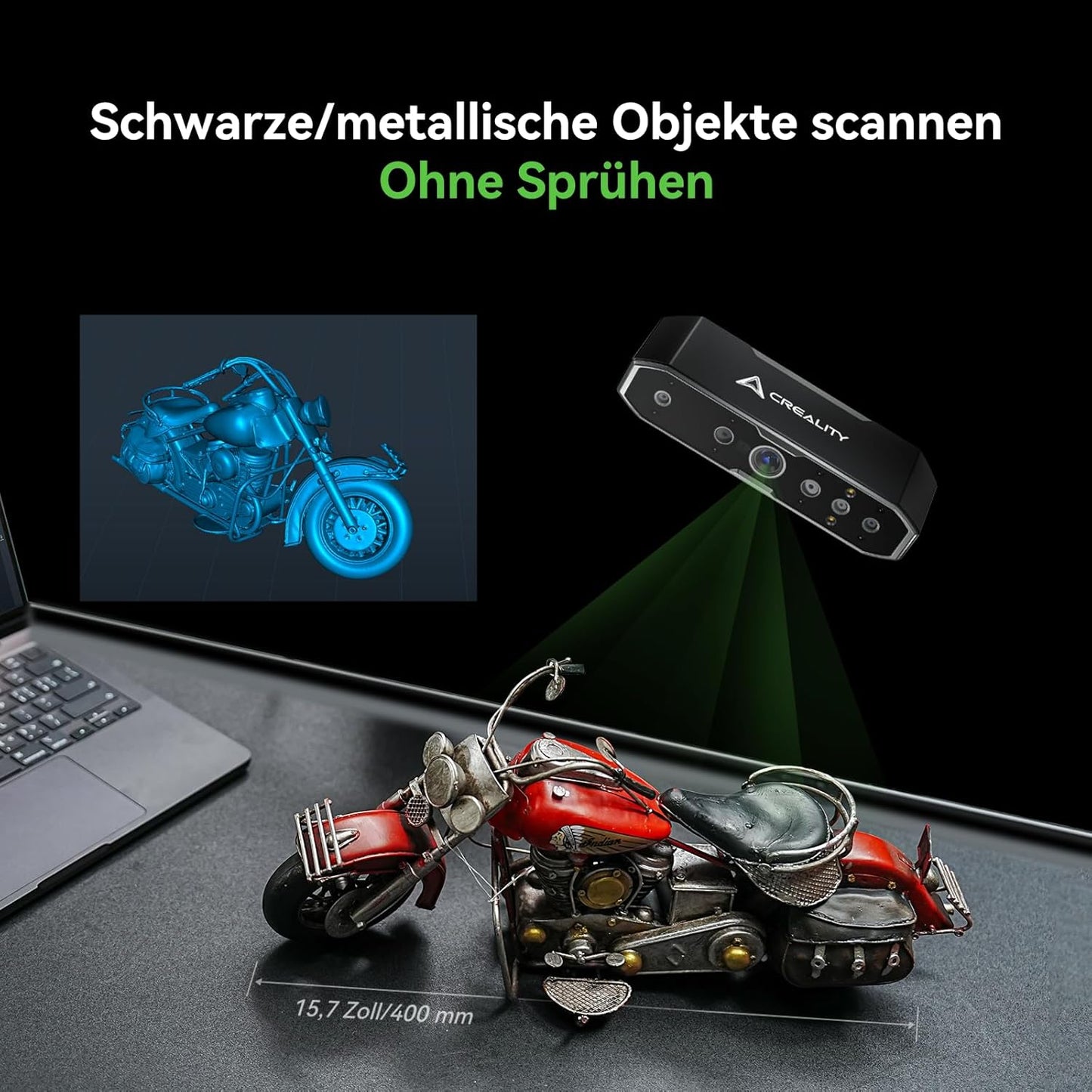 Creality 3D Scanner CR-Scan Otter für 3D-Druck, 20fps mit Vier Linsen Stereo Vision für 10-2000 mm Scanbereich, Anti-Shake Tracking, 0,02 mm Genauigkeit Handheld 3D Scanner (MacOS/Windows)