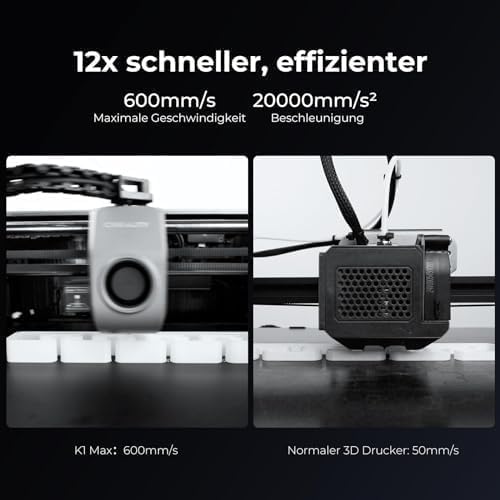 Creality K1 Max 3D-Drucker, max. 600 mm/s Hochgeschwindigkeits-3D-Drucker mit automatischer Nivellierung, dualer Kühlung, intelligenter KI-Funktion und sofort einsatzbereiter, Druckgröße 300x300x300mm