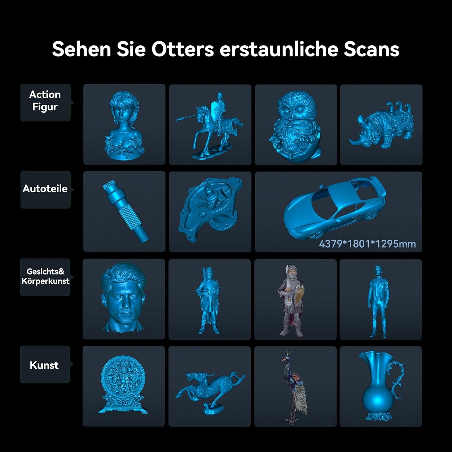 Creality 3D Scanner CR-Scan Otter für 3D-Druck, 20fps mit Vier Linsen Stereo Vision für 10-2000 mm Scanbereich, Anti-Shake Tracking, 0,02 mm Genauigkeit Handheld 3D Scanner (MacOS/Windows)