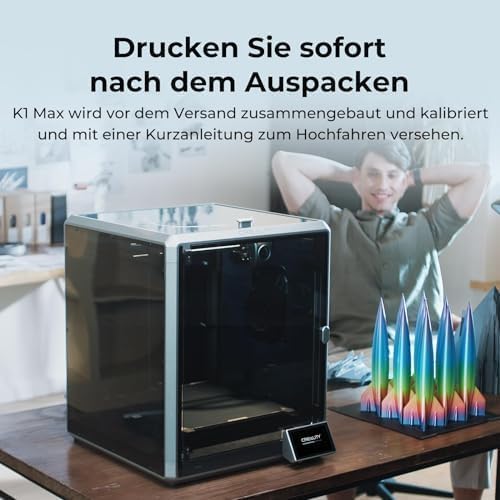 Creality K1 Max 3D-Drucker, max. 600 mm/s Hochgeschwindigkeits-3D-Drucker mit automatischer Nivellierung, dualer Kühlung, intelligenter KI-Funktion und sofort einsatzbereiter, Druckgröße 300x300x300mm