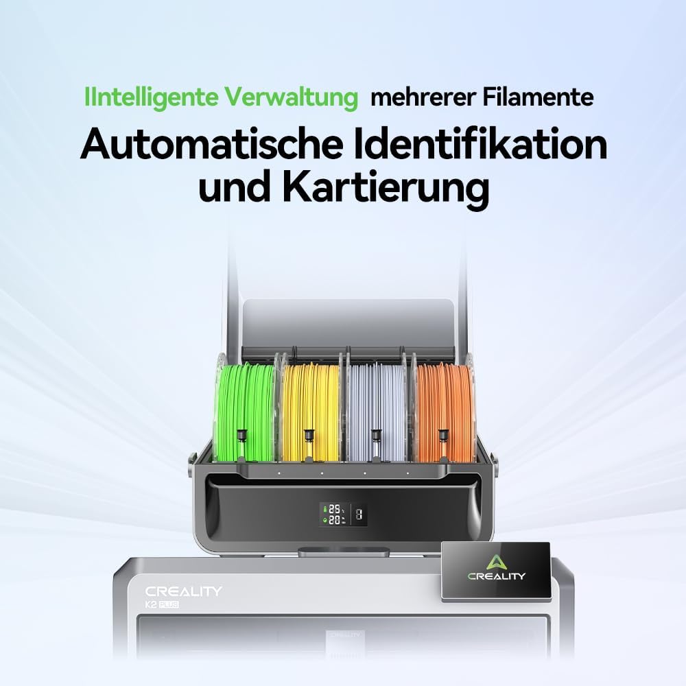 Creality K2 Plus Combo 3D Drucker, Smart CFS (CFSx4 ist in bis zu 16 Farben erhältlich), Schritt-Servomotor-System, Dual-KI-Kameras, aktive Heizkammer, "Matrix"-Rahmen, Druckbereich 350x350x350mm