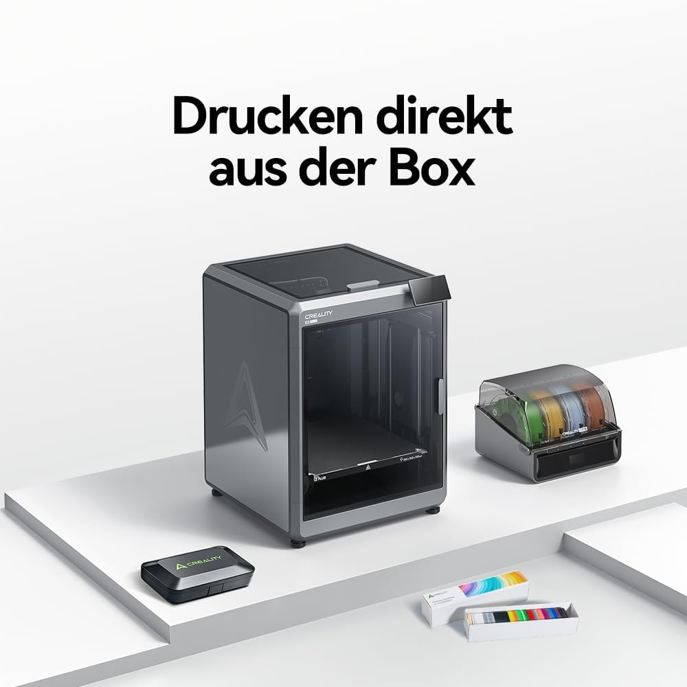 Creality K2 Plus Combo 3D Drucker, Smart CFS (CFSx4 ist in bis zu 16 Farben erhältlich), Schritt-Servomotor-System, Dual-KI-Kameras, aktive Heizkammer, "Matrix"-Rahmen, Druckbereich 350x350x350mm